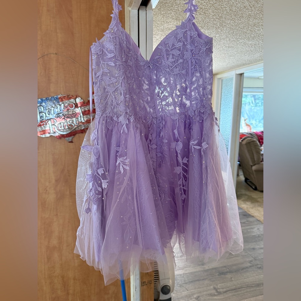 Lavender Lace Prom Dress
